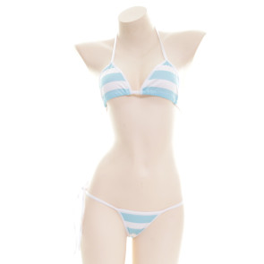 Sexy Blue Strip Bikini Set
