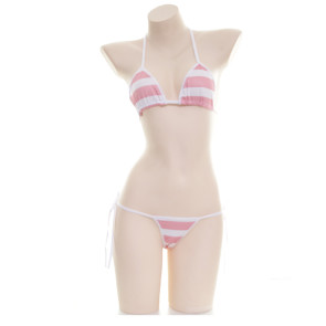 Sexy Pink Strip Bikini Set