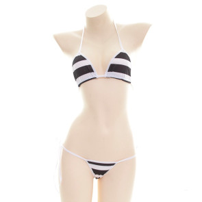 Sexy Black Strip Bikini Set