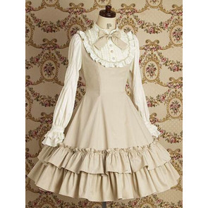 Beige Long Sleeves Ruffle Elegant Lolita Dress