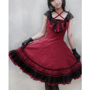 Sweet Red Sleeveless Bow Lace Lolita Dress