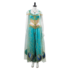 2019 Movie Aladdin Princess Jasmine Green Suit Cosplay Costume