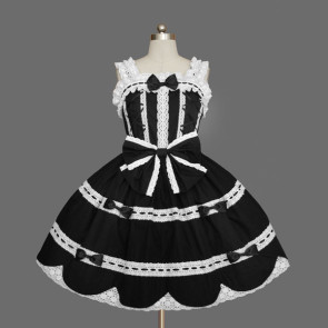 Black Bows Sleeveless Cotton Gothic Lolita Dress