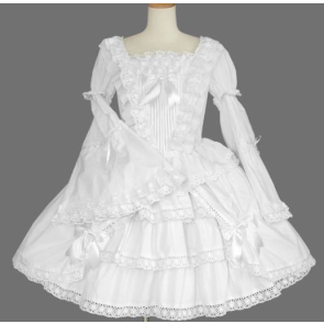 White Lace Cotton Gothic Lolita Dress