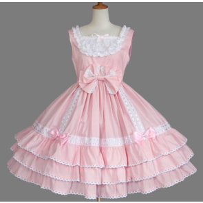 Pink And White Bows Cotton Sweet Lolita Dress