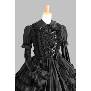 Black Short Sleeves Bandage Gothic Lolita Dress
