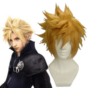 30cm Golden Flax Mixed Final Fantasy Cloud Strife Nylon Cosplay Wig