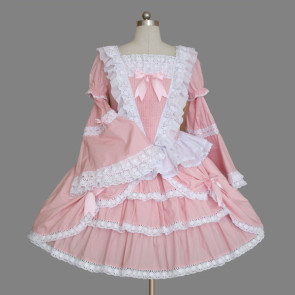 Pink And White Bell Bottom Sleeves Cute Bow Sweet Lolita Dress