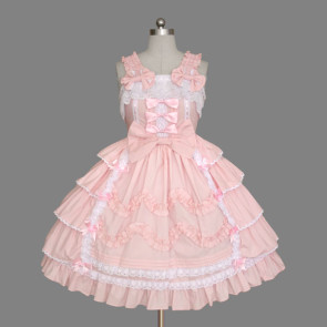 Pink Sleeveless Bandage Lace Cute Sweet Lolita Dress