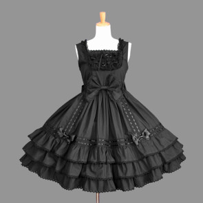 Black Ruffles Bows Elegant Gothic Lolita Dress