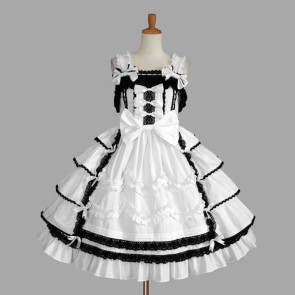 Black And White Sleeveless Bandage Stylish Gothic Lolita Dress