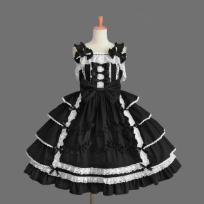 Black And White Sleeveless Stylish Gothic Lolita Dress