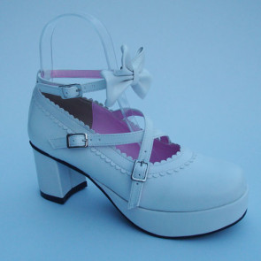 White 2.5" Heel High Lovely Patent Leather Round Toe Cross Straps Platform Lady Lolita Shoes