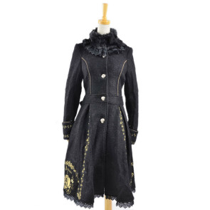 Charming Black Wool Lolita Coat