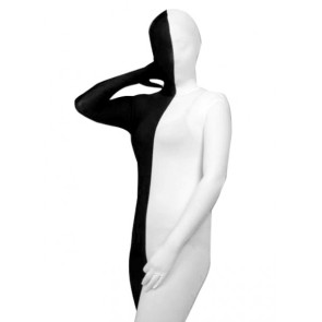 Black And White Lycra Spandex Unisex Zentai Suit