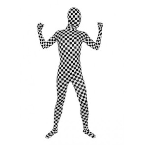 Black And White Lycra Spandex Zentai Suit