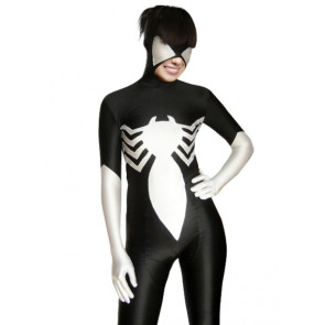 Black And White Spider Lycra Spandex Zentai Suit
