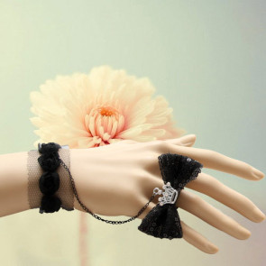 Black Bow Crown Girls Lolita Bracelet And Ring Set