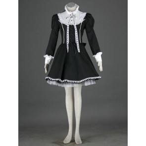 Black Charming Long Sleeves Cotton Gothic Lolita Dress