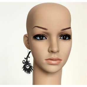 Black Feather Lady Handmade Lolita Earrings