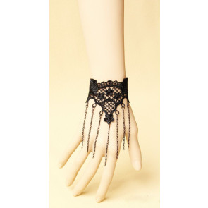 Black Lace Metal Chain Lolita Wrist Strap