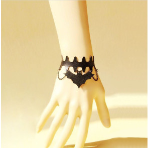 Black Leather Bat Lady Lolita Wrist Strap