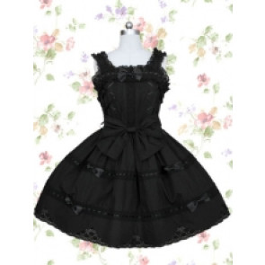 Black Sleeveless Elizabethans Style Bandage Cotton Gothic Lolita Dress