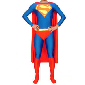 Blue And Red Superman Lycra Spandex Superhero Zentai Suit