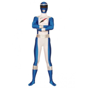 Blue And White Lycra Spandex Superhero Zentai Suit