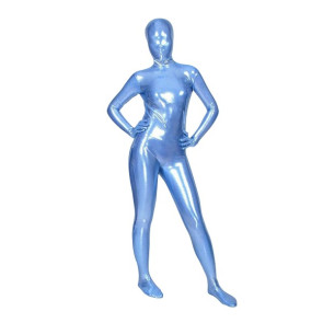 Blue Full Body Shiny Metallic Unisex Zentai Suit