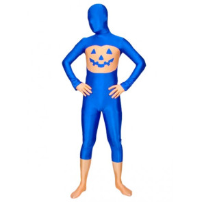 Blue Halloween Pumpkin Lycra Spandex Zentai Suit