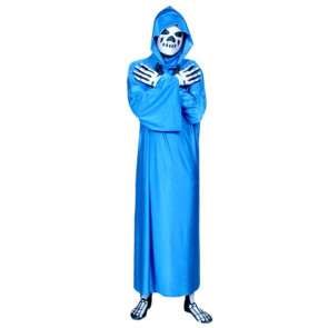 Blue Skeleton Cloak Lycra Spandex Zentai Suit