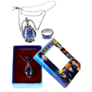 Blue Puella Magi Madoka Magica Alloy Cosplay Ring Necklace Set