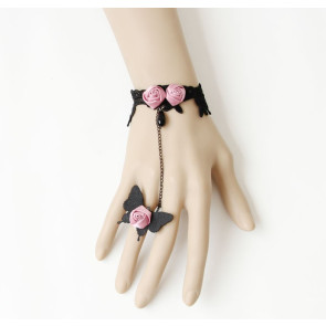 Charming Butterfly Floral Lady Lolita Bracelet And Ring Set