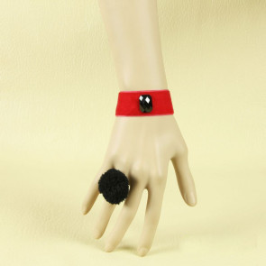 Concise Black And Red Fashion Girls Lolita Bracelet And Ring Set