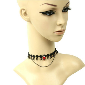 Concise Lace Red Gemstone Lolita Necklace