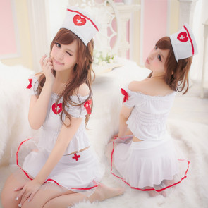 Cute and Hot Pleated Halter Adult Nurse Costume