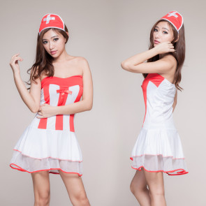 Cute Sleeveless Bow Naughty Nurse Costume