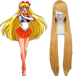 Golden 100cm Sailor Moon Sailor Venus Aino Minako Cosplay Wig