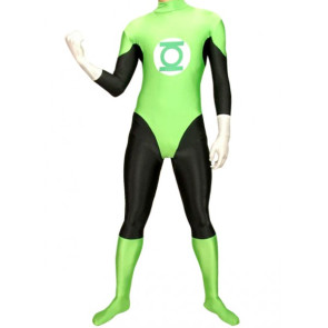 Green And Black Lycra Spandex Superhero Zentai Suit