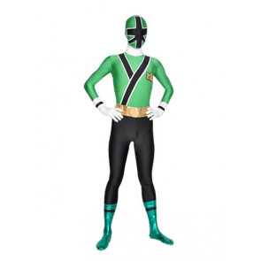 Green And Black Lycra Spandex Unisex Superhero Zentai Suit