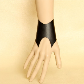 Handmade Black Concice Leather Lolita Wrist Strap