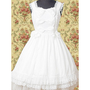 White Sleeveless Lace Bow Classic Lolita Dress