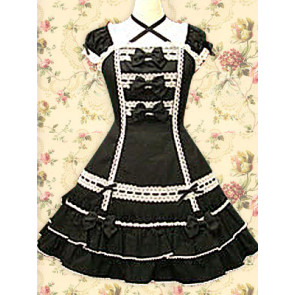 Black Puff Short Sleeves Bows Classic Lolita Dress