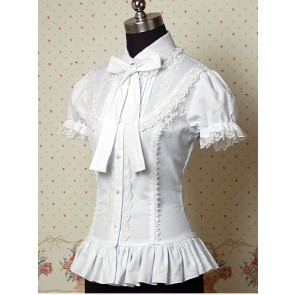 White Puff Short Sleeves Lolita Shirt