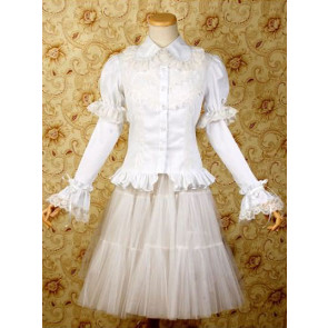 White Long Sleeves Shirt and Chiffon Lolita Skirt