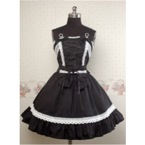 Black and White Sleeveless Lace Bow Lolita Dress