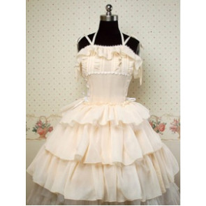 Chiffon Beige Sleeveless Cake Lolita Dress