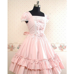 Light Pink Short Sleeves Ruffle Lolita Dress