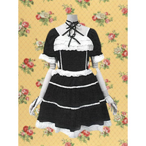 Black Short Sleeves Gothic Lace Tie Lolita Dress